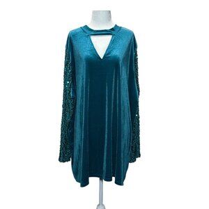 NEW Blue Sequined Velvet Long Sleeve Elegant Dress Womens Plus Size 26/28 Roaman
